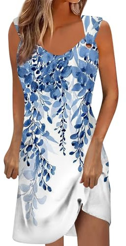 Robe d'Été Femme à Bretelles - Verte, Violette, Bleu - Débardeur en Coton Boutonnée Devant - Short - Taille S
