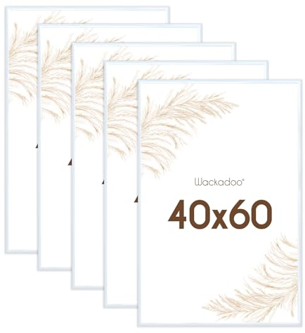 Wackadoo Bilderrahmen 40x60 Weiß 5er Bilderrahmen Set Fotowand Fotorahmen mit Glasscheibe Kunststoff Picture frame