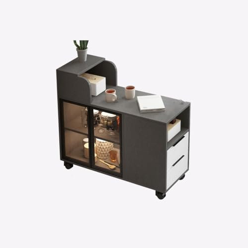 QUSYZD Couch-Beistelltisch Sofa-Beistelltisch Seitenschrank Moderner einfacher Glas-Couchtisch Kleiner Tisch Wohnzimmer Mobiler Beistelltisch Ecktische für Wohnzimmer (S80cm,