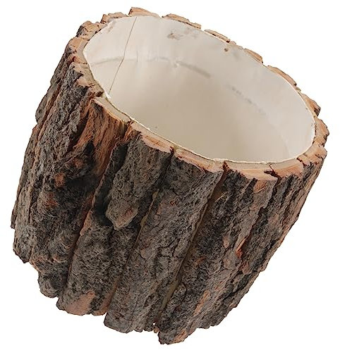 Parliky Macetero De Madera con Forma De Tronco Rústico para Interior y Jardín Jardineras Grandes De Madera Natural para Suculentas y Decoración De Hogar Maceta Tipo Tocón con Corteza Cubo