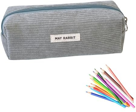 Federmäppchen Mädchen - Teenager Etui Schule,Schlamppermäppchen Cord,Studium Must Haves Stifte Mäppchen Aesthetic,Portable Federtasche Erwachsene,Pencil Case Aesthetic,Mäpchen für Schulsachen (Grau)