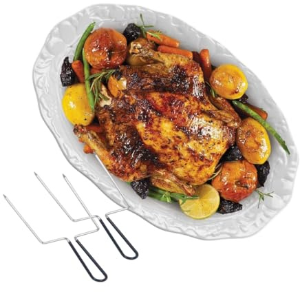 HSHQING 17 Ceramic Turkey Platter with Turkey Forks & Lifter Set - Large Fall Harvest Serving Tray for Large Meats & Holiday