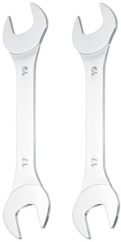 sourcing map 2pcs Super Thin Open End spanners Metric, 17mm x 19mm, Slim Chrome-Vanadium Steel Wrench Tool for Tight Spaces Repair