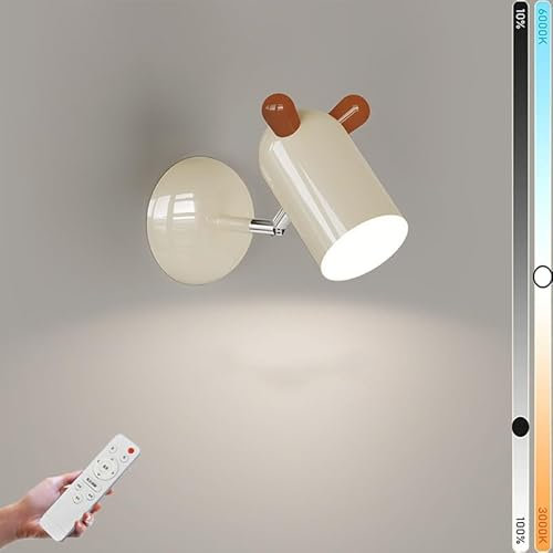 LOGT LED Wandlampe Kinderzimmer Mädchen mit Fernbedienung Dimmbar Wandleuchte 180° Drehbare Rehkitz Lampe Deko Innen Kinder Schlafzimmer 16W Wand Raumlampe Babyzimmer Nachtlicht Rosa/Weiß,Beige