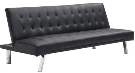 Vente-unique-Schlafsofa Klappsofa - Kunstleder - Schwarz - Guillaume II
