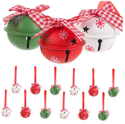 MAGICLULU 12stücke Weihnachtsstil Ornament Metall Weihnachtsglocken Mit Bunten Designs Dekoration Für Weihnachtsbaum Und Festlichkeiten Für Und Cafés