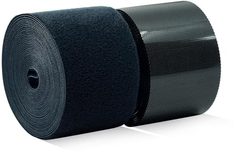 KLEBASTO Klettband selbstklebend | extra starker Acrylatkleber | Micro-Klettverschluss zum kleben | Set Hakenband & Flauschband | für Außenbereich | Hitzebeständig | UV-beständig (Schwarz, 48mm x 6m)