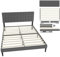 UISEBRT Polsterbett 160 x 200 cm – Bettrahmen mit Knöpfen, Plattformbettgestell mit gepolstertem Kopfteil aus Leinen, Holzlattenstütze, Doppelbett für Erwachsene, Modernes Design (Dunkelgrau)