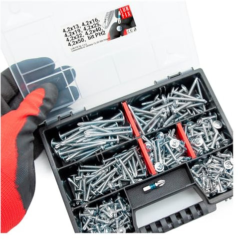 Assortiment de 290 vis autotaraudeuses avec coffret et embout