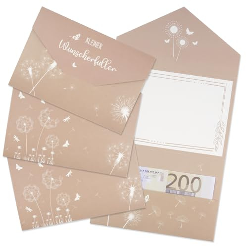 4 Stück Geldgeschenk Hochzeit, Wunscherfüller Geldgeschenk, Verpackung Geldkarte Grußkarte, Geld Karte Umschlag Geschenkkarte für Geld Gutschein Geburtstag Weihnachten Reise Hochzeitsgeschenk