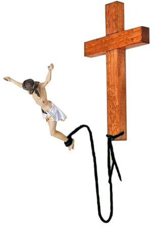 Ficugxd Bungee Jumping Jesus,Bungee Jesus Kruzifix,Kruzifix Jesus Christus Kreuz Statue Figur,Wandkunst-Dekoration,Wanddekoration,dekorative Kunstharz-Statue,Für Zuhause,Kirche,Wohnzimmer