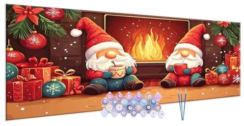 Paint by Number Kits for Adults with Framed Canvas Paint by Number, DIY Adult Painting by Number Kit Oil Acrylic, Christmas Gnome Painting Kit for Beginners, Arts and Crafts for Decor 60x120cm j-382