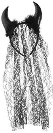 Healvian Halloween Teufelshörner Stirnband Mit Schleier Schwarzes Kostümaccessoire Für Damen Kopfbedeckung Für Halloween Partys Karneval Fasching
