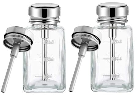Giuneuow Push Down Pump Dispenser Clear Pump Dispenser Bottle Alcohol Dispenser Push Down Acetone Dispenser