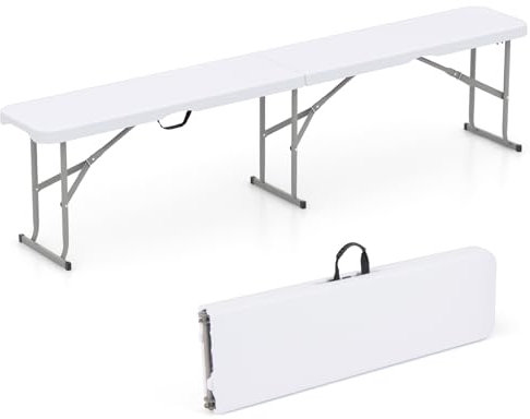 GIANTEX Banc à bière pliable pour 4 personnes, 182 cm, en plastique, résistant aux intempéries, avec poignée de transport, charge maximale : 300 kg