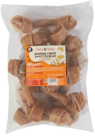 Tasty & Meaty - Rawhide Chewy Knotted Bone 15cm 10 pc Pack