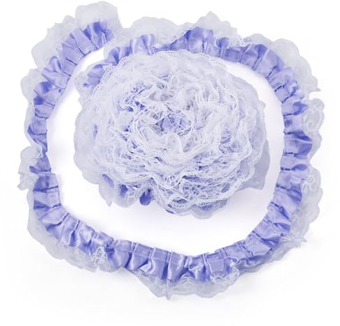 Craftdady Nastro in poliestere da 12,5 m, 47 mm, con bordo in pizzo, increspato, plissettato, per vestiti, accessori, abbellimenti, abiti, colore: viola medio