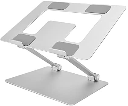 QWUUYEC Laptop Ständer Aluminium Faltbar, Notebook Halterung, Höhenverstellbar, Silber - Ergonomisches Design, Verbesserte Kühlung, Tragbar Für Büro Und Reise