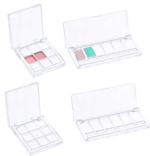 SUPERFINDINGS 4 pezzi 2 stili di palette vuote per il trucco, in plastica, per il fai da te, set di ombretti trasparenti, ombretti, cipria, rossetto, pallet, imbottigliamento, scatole di