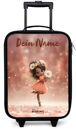NoBoringSuitcases© Kinderkoffer Klein Personalisiert mit Name Reisekoffer | 48x31x19 cm - Kleine Kinder Koffer Luggage mit LED Rollen Suitcase Fee - Gänseblümchen