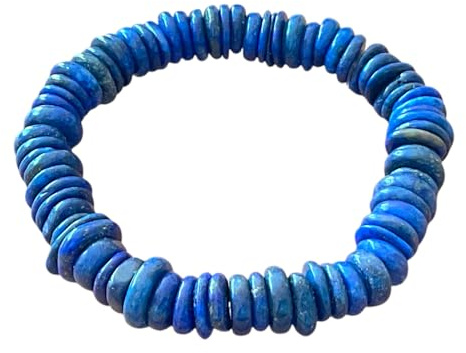 Lapislazuli Armband „Rondell“ – Edelstein Armband in AAA-Qualität aus Pakistan – 18 cm, Rondelle ca. 11–13 mm, Gewicht ca. 35 g – angenehm zu tragen – Naturstein Schmuck für Weisheit & innere Klarheit