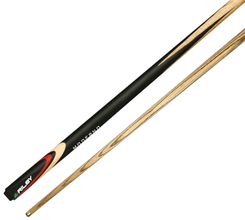 Riley Unisex-Adult Moderno 2 Piece Ash Cue-145cm with 9.5mm Tip Snooker English Pool Cue, Black Butt/Natural Wood Shaft, 57 (145cm)