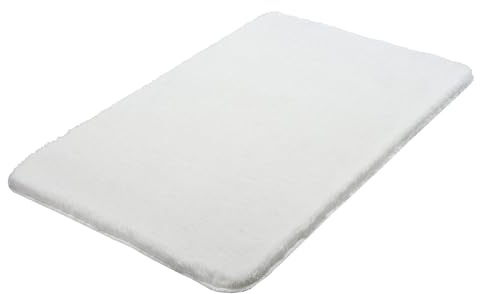 Kleine Wolke Badteppich Relax Polarweiß 50 x 80 cm | OEKO-TEX zertifiziert, rutschhemmende Unterseite, für Fußbodenheizung, maschinenwaschbar, 100% Polyacryl