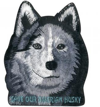 Aufnäher - Husky Kopf - 02018 - Gr. ca. 8 x 14 cm - Patches Stick Applikation