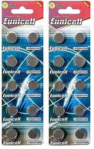 20 x pilas alcalinas de botón AG8 de Eunicell – tipo G8 LR55 LR55SW LR1120 L1120E LR1120SW LL1121 L1121E SR1121W 381 391