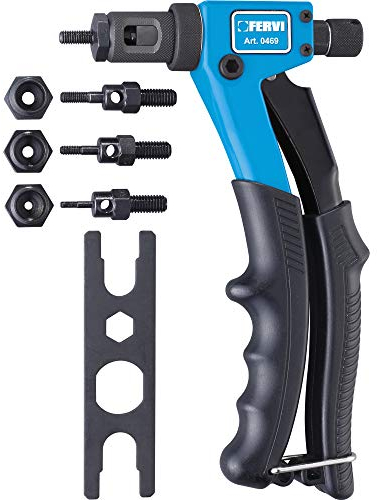 Fervi 0469 Rivettatrice X per Inserti Filettati da M3 a M6, Ciano/Nero