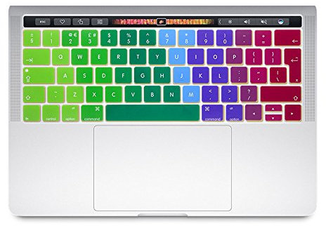 Se7enline Compatible with New Macbook Pro Keyboard Cover Silicone Skin (UK Layout) for MacBook Pro 13 15 inch (With Touch Bar Version) A1706/A1707/A1989/A1990 2016/2017/2018/2019/2020, Rainbow