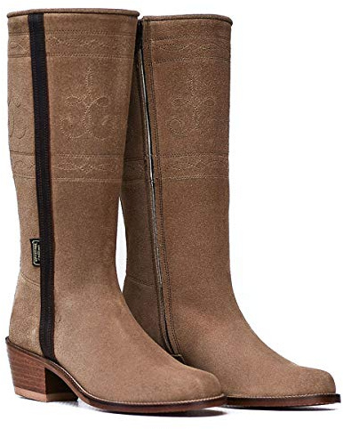 Stivali Donna in Pelle Marrone Chiaro campera campero Tacco Cerniera Valverde del Camino (42 EU)