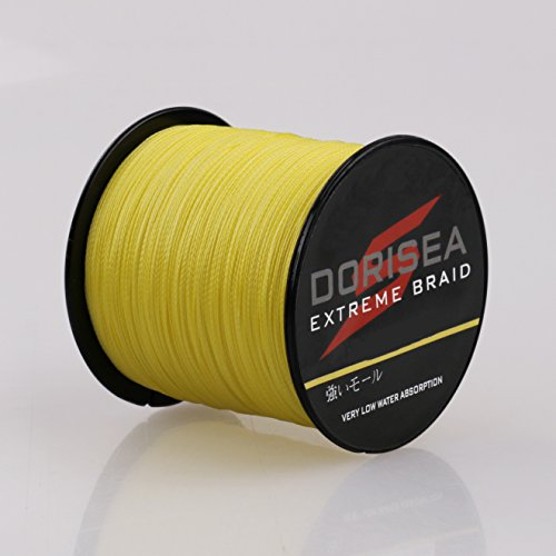 DORISEA Extreme Braid geflochtene Angelschnur, 100 % PE, 300 m, 2,7–136 kg getestet, Gelb, 3,6 kg/0,12 mm