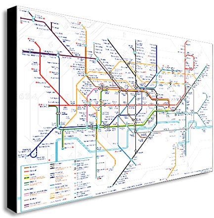 Leinwanddruck, Motiv London Underground, verschiedene Größen (A2, 61 x 40,6 cm)