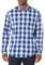Amazon Essentials Chemise en Popeline à Manches Longues Coupe Ajustée Homme, Bleu Carreaux Western, XXL