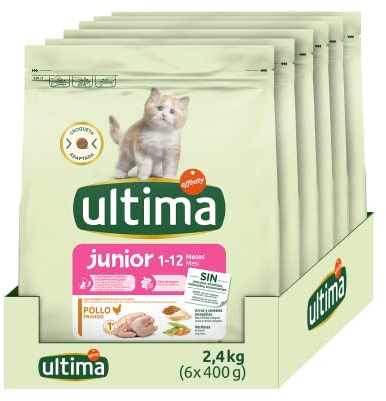 Ultima Junior Poulet, Nourriture sèche pour Chats, Lot de 6 x 400 g, Total 2,4 kg