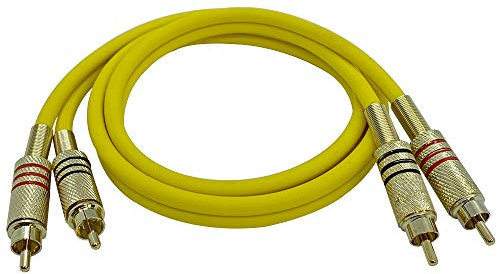 Seismic Audio - SAPRCA3-3 Foot Yellow Dual RCA Male to Dual RCA Male Audio Patch Cable 2RCA to 2RCA Audio Cord