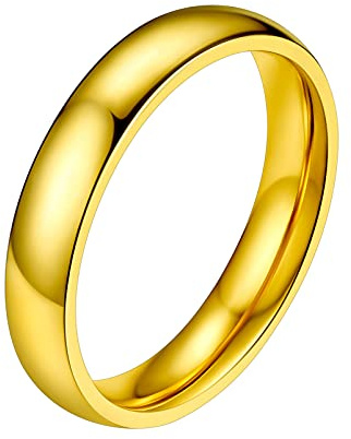 PROSTEEL Simpel Bandring 2mm/4mm/6mm/8mm breit Herren Damen personalisiert Trauring Ehering Edelstahl/18k vergoldet Finger Ring Modeschmuck Accessoire für Hochzeit Geburtstag, Ringgrößen 54-67
