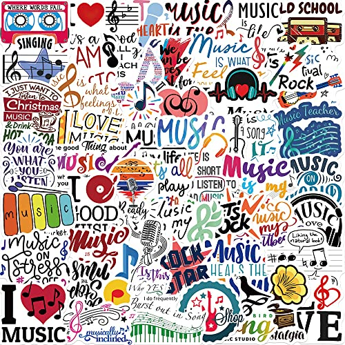 Bric Dodo 50 Stück Rock Punk Musik Aufkleber Wasserflaschen Laptop Telefon Gitarre Skateboard Computer Rock and Roll Vinyl Stickers Wasserdicht Ästhetisch Aufkleber für Jugendliche Kinder Erwachsene