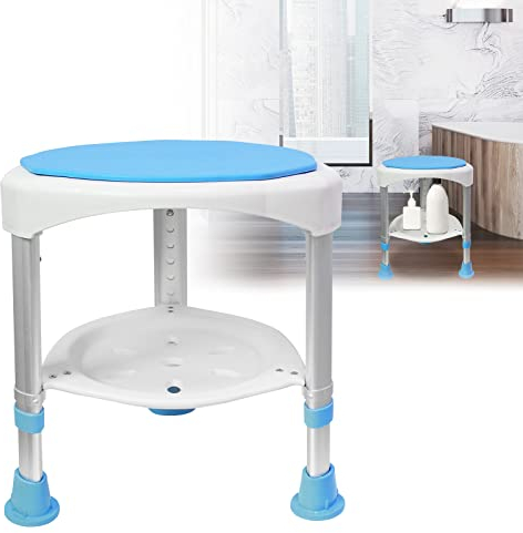 XMTECH 360°Drehbarer Duschhocker Duschstuhl Badestuhl 45-57cm Höhenverstellbar Badehocker Badhocker Duschhilfe Duschsitz Badsitz mit Saugnäpfen