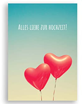 Friendly Fox Hochzeitskarte, Karte zur Hochzeit mit Herz Ballons, Alles Gute zur Hochzeit, DIN A6 Karte inkl. Umschlag