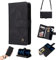 ESONG Cover per OPPO A94 5G/Reno5 Z 5G/F19 PRO PLUS 5G/A95 5G/Reno6 z,Custodia a Portafoglio in Pelle PU,Antiurto protezione Case con cordino/Funzione di appoggio/9 Slot per Schede/Magnetica -Nero