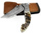 Maru Knives Coltello Artigianale in Acciaio Vero Damasco Manico Corno Di Montone Coltello Pieghevole Coltello da Collezione Coltello Pieghevole Coltello Damasco Caccia Con Fodero