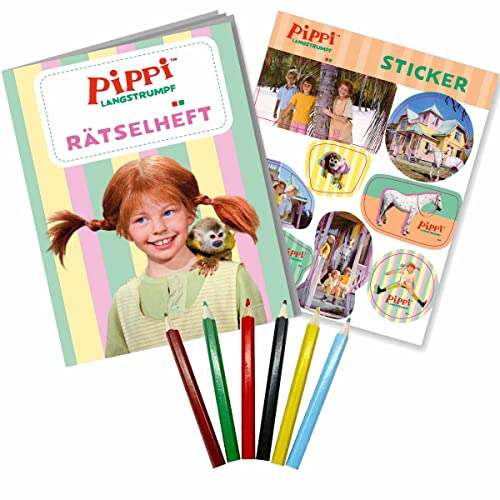 Firlefantastisch Der Partyshop Pippi Langstrumpf Mitgebselset Rätselheft + Sticker + Buntstifte // Kindergeburtstag * Pippi Langstrumpf * Mitgebsel // Pippi Langstrumpf Party Mitgebsel