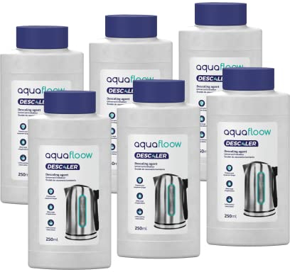 Aquafloow Descalcificador Liquido Universal Set 6x250ml Descalcificador para Cafeteras | Descalcificación y Limpieza, Limpiador Express, Líquido Antical Máquina de Café | Compatible con Delonghi Saeco