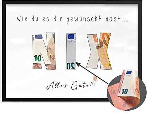 myDreamwork Inkl. Holzrahmen | Nichts - Geldgeschenke Geburtstag - Geburtstagsgeschenk für Männer, lustige Geschenke für Frauen, Geburtstagsgeschenke | Geldgeschenk DIN A5 (Rahmen Schwarz)