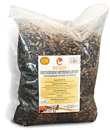 Eivolution Soldatenfliegenlarven getrocknet - 2,5kg - Reich an Protein - Hochwertiges Insektenfutter für Hühner - auch geeignet als Vogel-, Fisch oder Wachtelfutter