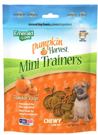 Emerald Pet Pumpkin Harvest Mini Trainers Chewy Dog Treats Made in The USA, Pumpkin 6oz (Pumpkin Mini)