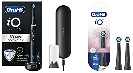 Oral-B iO Series 10 Elektrische Zahnbürste/Electric Toothbrush & iO Sanfte Reinigung Aufsteckbürsten für elektrische Zahnbürste, 2 Stück