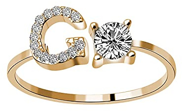 Rubu22a Modischer Ringschmuck für 26 Personen mit Diamantbriefen und Briefmarkierungen Reifrock 3 Ringe Brautkleid (G, One Size)